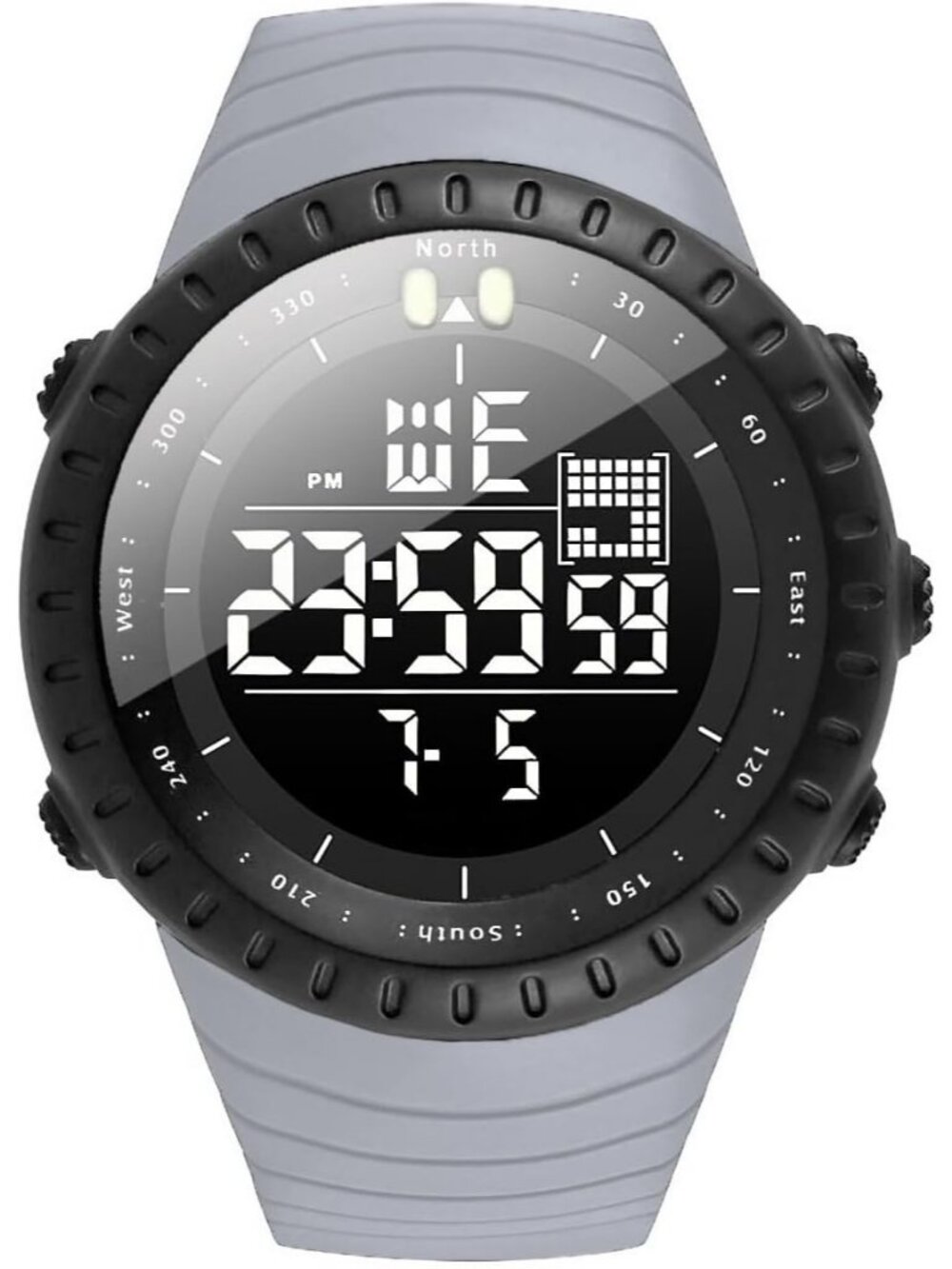 Men's Grey Analog Quartz Sports Outdoor Waterproof Military LED Digital Watch